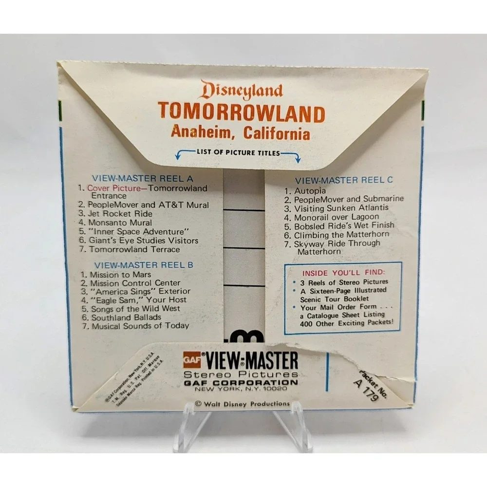 Vintage View-Master The Wonderful World Of Disneyland Tomorrowland 3 Reel Pack